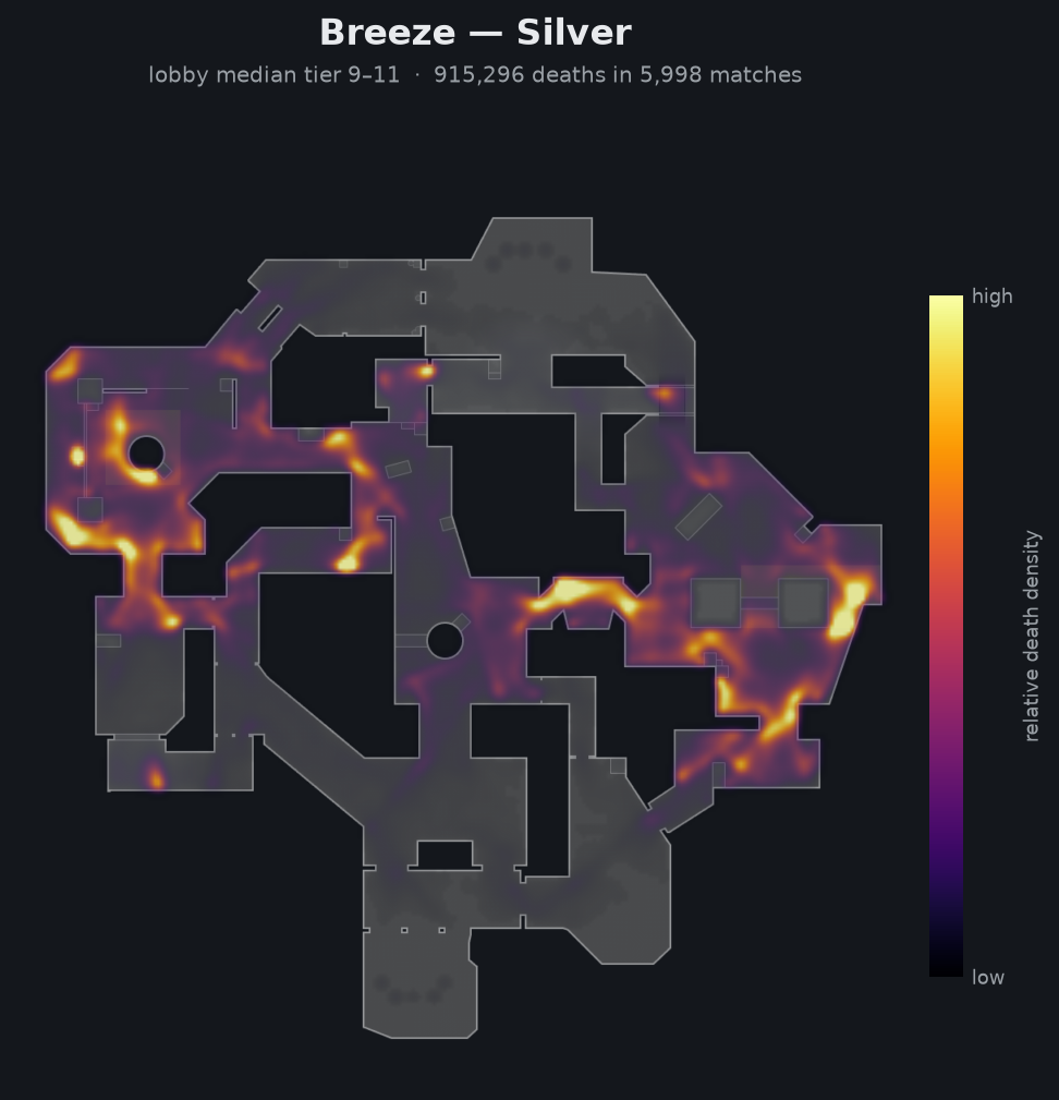 Breeze death-location heatmap - Silver