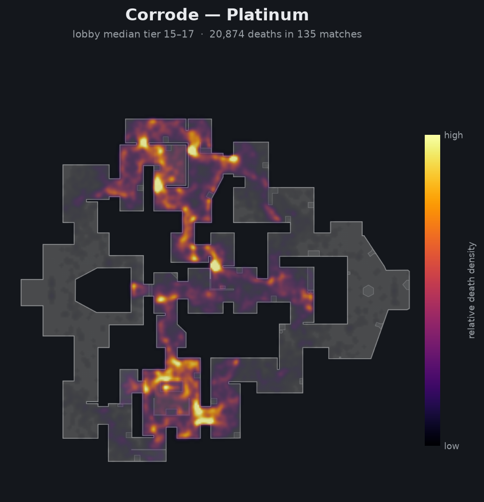 Corrode death-location heatmap - Platinum