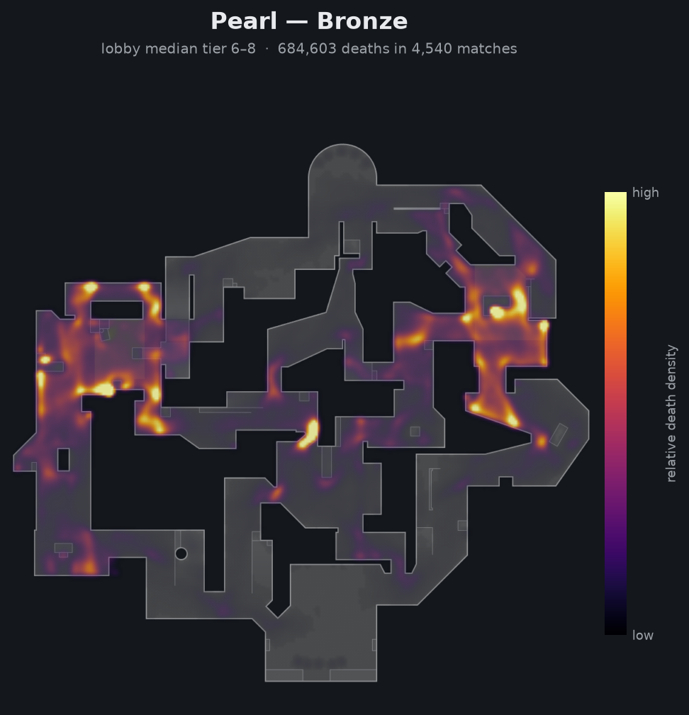 Pearl death-location heatmap - Bronze