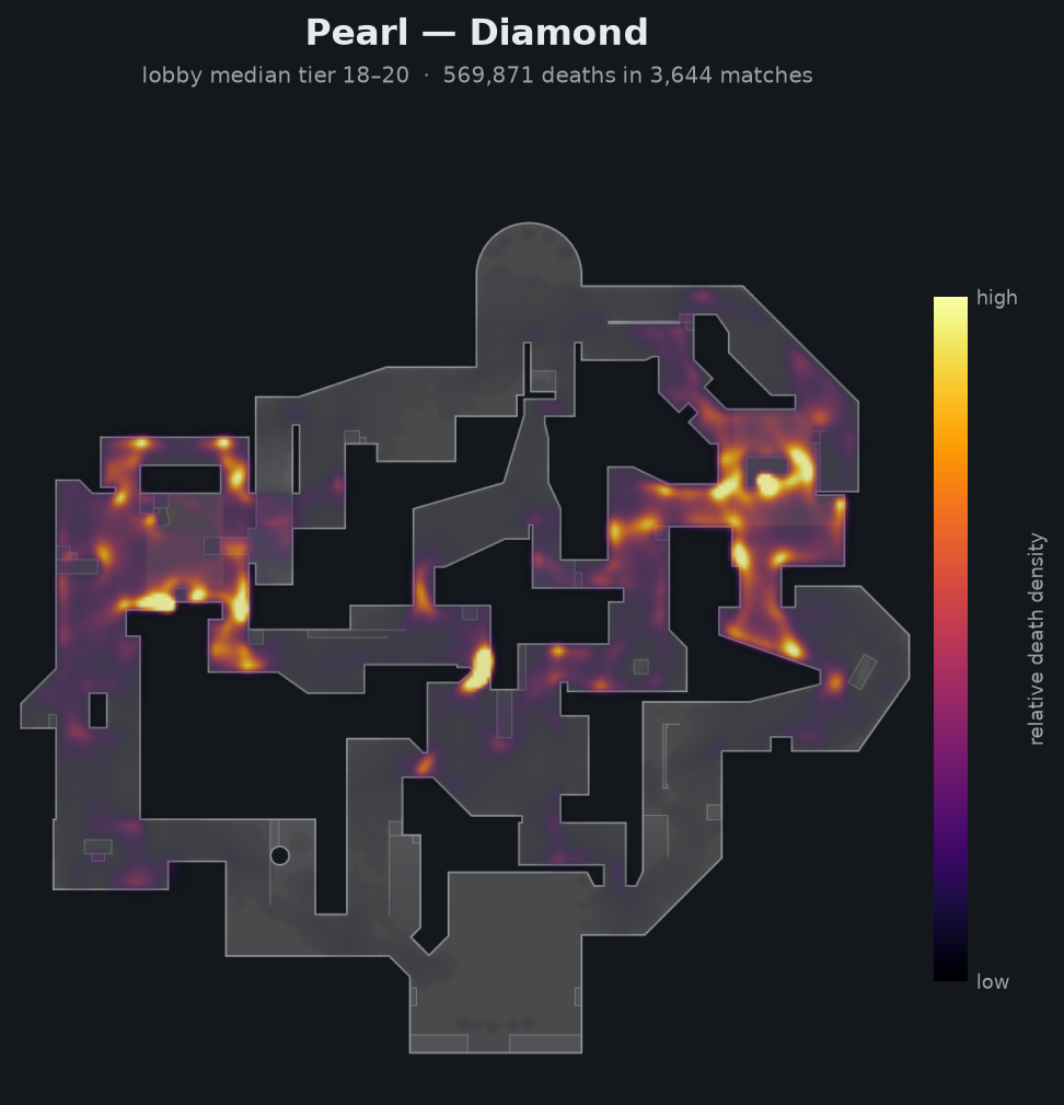 Pearl death-location heatmap - Diamond
