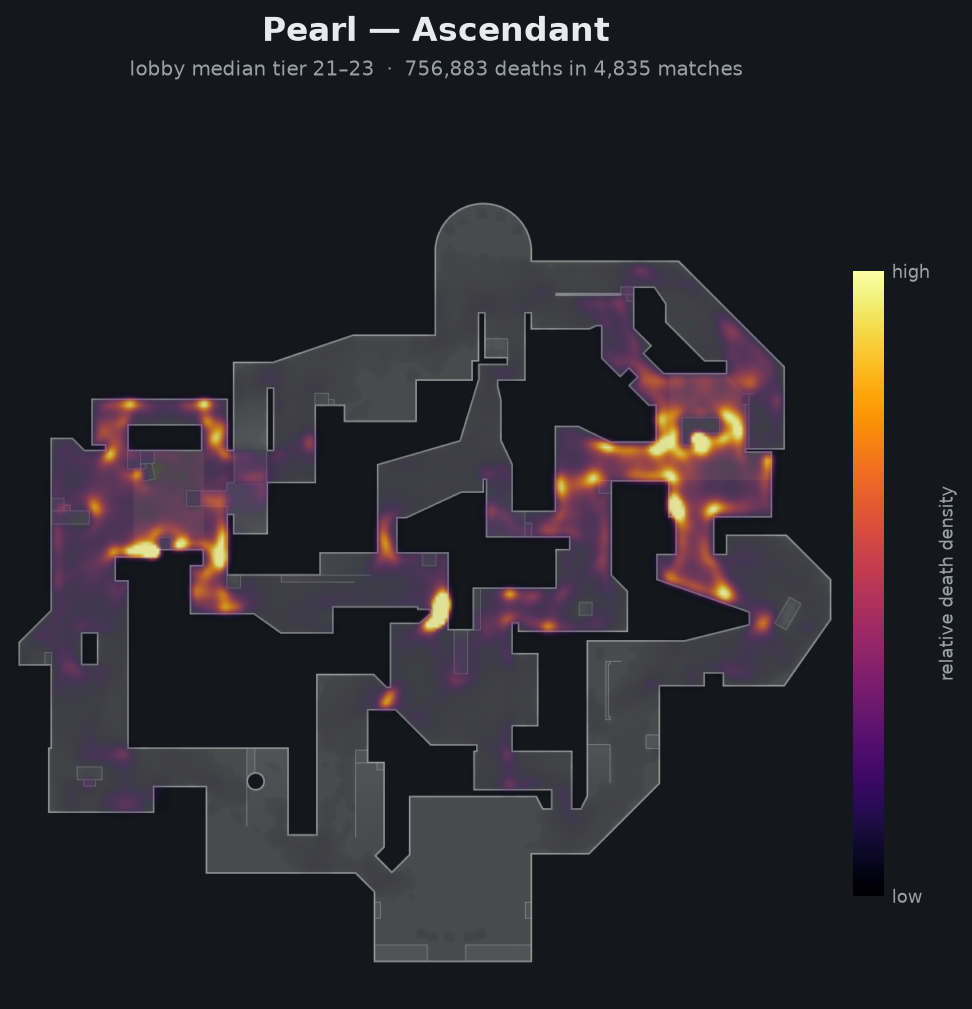 Pearl death-location heatmap - Ascendant